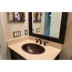 Premier Copper Products Under-Counter Master Bath Oval Hammered Copper Bathroom Sink in Oil Rubbed Bronze