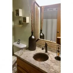 Premier Copper Products Under-Counter Small Round Hammered Copper Bathroom Sink in Oil Rubbed Bronze