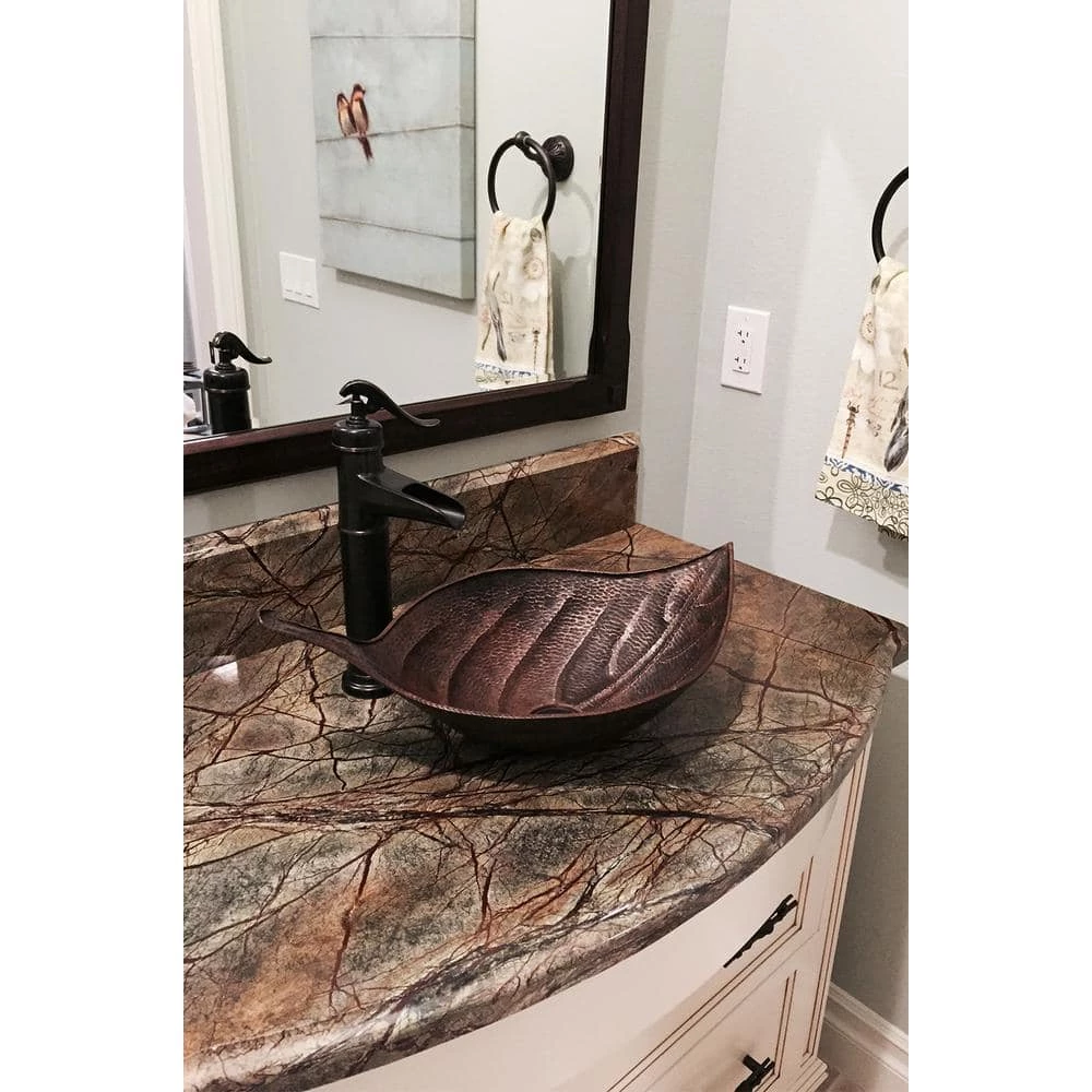Premier Copper Products Leaf Hammered Copper Vessel Sink in Oil Rubbed Bronze 7 Premier Copper Products Leaf Hammered Copper Vessel Sink in Oil Rubbed Bronze - Image 5