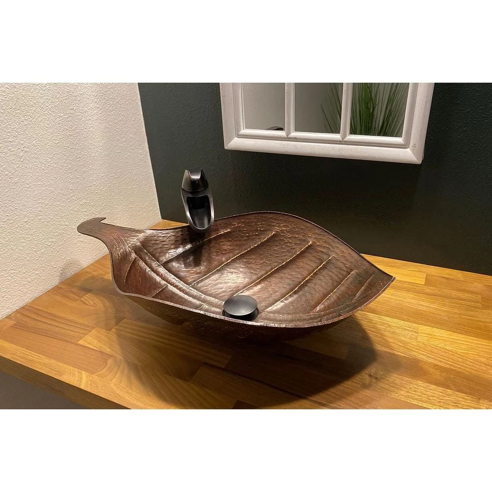 Premier Copper Products Leaf Hammered Copper Vessel Sink in Oil Rubbed Bronze 9 Premier Copper Products Leaf Hammered Copper Vessel Sink in Oil Rubbed Bronze - Image 7