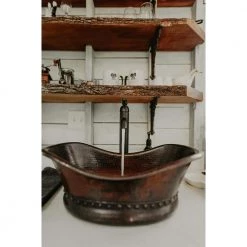 Premier Copper Products Bath Tub Hammered Copper Vessel Sink in Oil Rubbed Bronze -Bathroom Sinks Sales oil rubbed bronze premier copper products vessel sinks vbt20db 31 1000