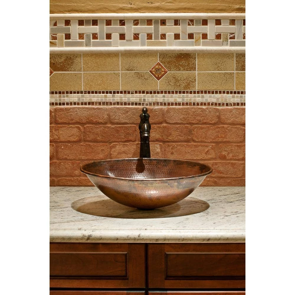 Premier Copper Products Oval Wired Rimmed Hammered Copper Vessel Sink in Oil Rubbed Bronze 7 Premier Copper Products Oval Wired Rimmed Hammered Copper Vessel Sink in Oil Rubbed Bronze - Image 5