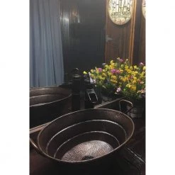 Premier Copper Products Oval Bucket Hammered Copper Vessel Sink with Handles in Oil Rubbed Bronze -Bathroom Sinks Sales oil rubbed bronze premier copper products vessel sinks vob16db 44 1000