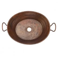 Premier Copper Products Oval Bucket Hammered Copper Vessel Sink with Handles in Oil Rubbed Bronze -Bathroom Sinks Sales oil rubbed bronze premier copper products vessel sinks vob16db c3 1000