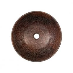 Premier Copper Products Round Wired Rimmed Hammered Copper Vessel Sink in Oil Rubbed Bronze -Bathroom Sinks Sales oil rubbed bronze premier copper products vessel sinks vr15wdb 4f 1000