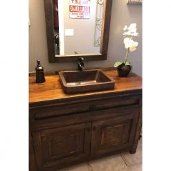 Premier Copper Products Rectangle Skirted Hammered Copper Vessel Sink in Oil Rubbed Bronze -Bathroom Sinks Sales oil rubbed bronze premier copper products vessel sinks vrec17skdb 1f 1000