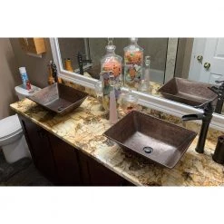 Premier Copper Products Rectangle 17 in. Wired Rim Hammered Copper Vessel Sink in Oil Rubbed Bronze -Bathroom Sinks Sales oil rubbed bronze premier copper products vessel sinks vrec17wdb fa 1000