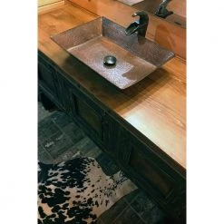 Premier Copper Products Rectangle 20 in. Hammered Copper Vessel Sink in Oil Rubbed Bronze -Bathroom Sinks Sales oil rubbed bronze premier copper products vessel sinks vrec2014db 1f 1000