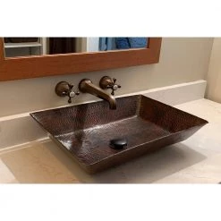 Premier Copper Products Rectangle 20 in. Hammered Copper Vessel Sink in Oil Rubbed Bronze -Bathroom Sinks Sales oil rubbed bronze premier copper products vessel sinks vrec2014db e1 1000