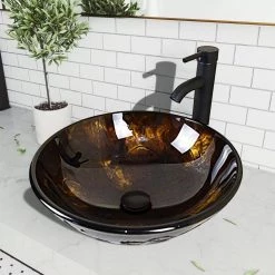 Taholi 5.5 in. Sink Basin in Oil Rubbed Bronze Glass -Bathroom Sinks Sales oil rubbed bronze taholi console sinks ry nk usbr1011 1f 1000