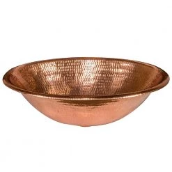 Premier Copper Products Drop-In Oval Hammered Copper 19 in. Bathroom Sink in Polished Copper