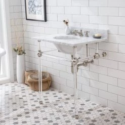 Water Creation Empire 30 in. Acrylic Wash Stand Legs with Polished Nickel Connectors and P-Trap Kit -Bathroom Sinks Sales polished nickel pvd water creation console sinks ep30b 0500 4f 1000