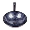 Cadeninc Bathroom Artistic Tempered Glass Round Vessel Sink with Oil Rubber Bronze Faucet and Pop up drain Combo