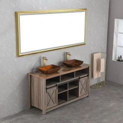 Interbath Russet Glass Rectangular Vessel Bathroom Sink Set in brown and amber Fusion Finish with Faucet and gold Pop Up Drain -Bathroom Sinks Sales russet interbath vessel sinks itb114zg04 44 1000