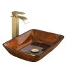 Interbath Russet Glass Rectangular Vessel Bathroom Sink Set in brown and amber Fusion Finish with Faucet and gold Pop Up Drain -Bathroom Sinks Sales russet interbath vessel sinks itb114zg04 64 1000