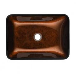 Interbath Russet Glass Rectangular Vessel Bathroom Sink Set in brown and amber Fusion Finish with Faucet and gold Pop Up Drain -Bathroom Sinks Sales russet interbath vessel sinks itb114zg04 a0 1000
