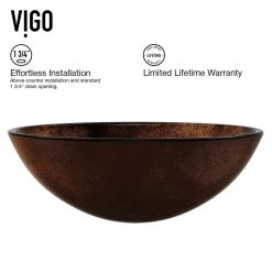 VIGO Glass Round Vessel Bathroom Sink in Russet Brown with Niko Faucet and Pop-Up Drain in Antique Rubbed Bronze 20 VIGO Glass Round Vessel Bathroom Sink in Russet Brown with Niko Faucet and Pop-Up Drain in Antique Rubbed Bronze -Bathroom Sinks Sales russet vigo vessel sinks vgt1077 1d 1000
