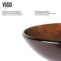 VIGO Glass Round Vessel Bathroom Sink in Russet Brown with Niko Faucet and Pop-Up Drain in Antique Rubbed Bronze 22 VIGO Glass Round Vessel Bathroom Sink in Russet Brown with Niko Faucet and Pop-Up Drain in Antique Rubbed Bronze -Bathroom Sinks Sales russet vigo vessel sinks vgt1077 77 1000