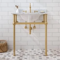 Water Creation Embassy 30 in. Brass Wash Stand Legs with Satin Brass Connectors -Bathroom Sinks Sales satin brass water creation console sinks eb30a 0600 1f 1000