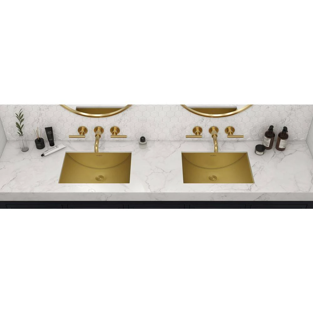 Ruvati Ariaso 16 in. x 11 in. Bathroom Sink Undermount Gold Polished Brass Stainless Steel 11 Ruvati Ariaso 16 in. x 11 in. Bathroom Sink Undermount Gold Polished Brass Stainless Steel - Image 9