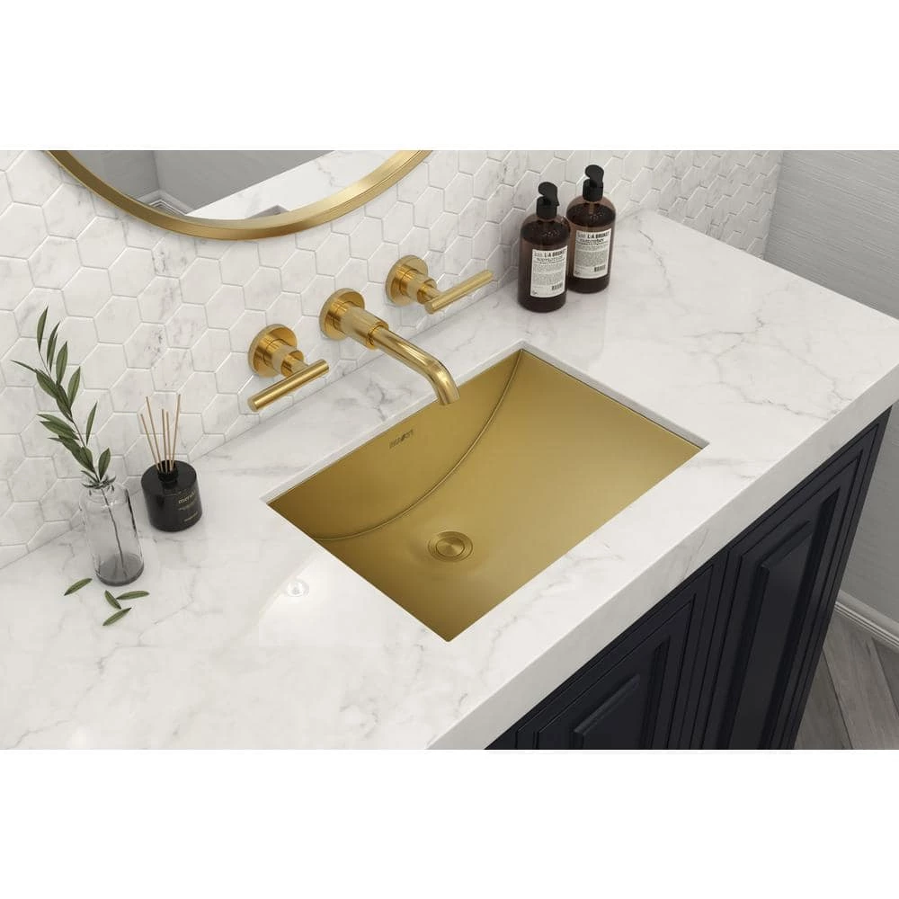 Ruvati Ariaso 16 in. x 11 in. Bathroom Sink Undermount Gold Polished Brass Stainless Steel 5 Ruvati Ariaso 16 in. x 11 in. Bathroom Sink Undermount Gold Polished Brass Stainless Steel - Image 3