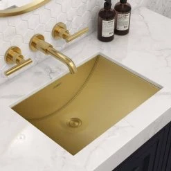 Ruvati Ariaso 16 in. x 11 in. Bathroom Sink Undermount Gold Polished Brass Stainless Steel 18 Ruvati Ariaso 16 in. x 11 in. Bathroom Sink Undermount Gold Polished Brass Stainless Steel -Bathroom Sinks Sales satin gold finish ruvati undermount bathroom sinks rvh6107gg d4 1000