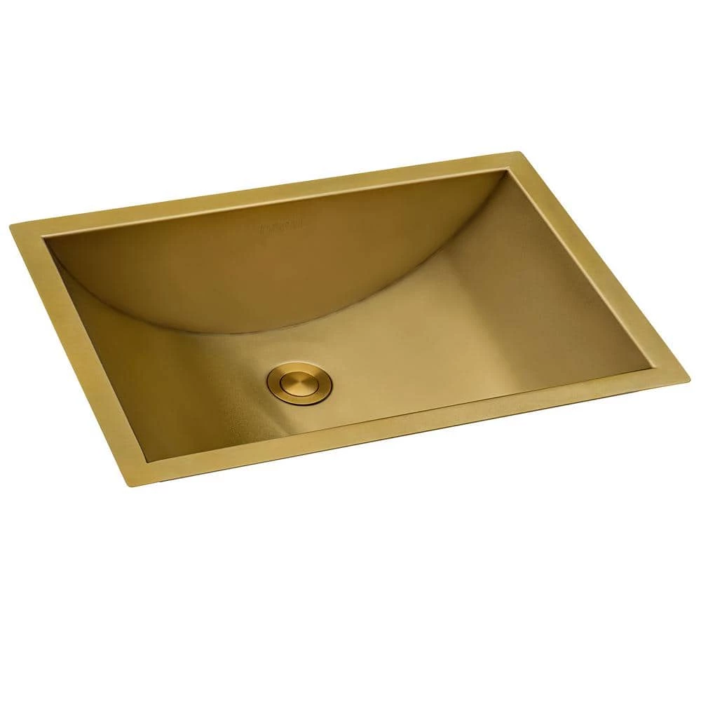 Ruvati Ariaso 16 in. x 11 in. Bathroom Sink Undermount Gold Polished Brass Stainless Steel 4 Ruvati Ariaso 16 in. x 11 in. Bathroom Sink Undermount Gold Polished Brass Stainless Steel - Image 2