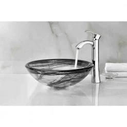 ANZZI Mezzo Series Vessel Sink with Pop-Up Drain in Slumber Wisp -Bathroom Sinks Sales slumber wisp anzzi vessel sinks ls az054 1f 1000