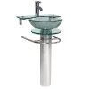Fresca Ovale 24 in. Modern Stainless Steel Pedestal with Clear Glass Vessel Sink