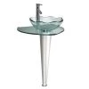 Fresca Netto 24 in. Modern Stainless Steel Pedestal with Clear Glass Vessel Sink