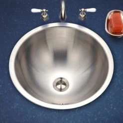HOUZER Opus Series 16.8 in. Conical Top Mount Single Bowl Lavatory Sink with Overflow in Stainless Steel -Bathroom Sinks Sales stainless steel houzer drop in bathroom sinks crto 1620 1 c3 1000