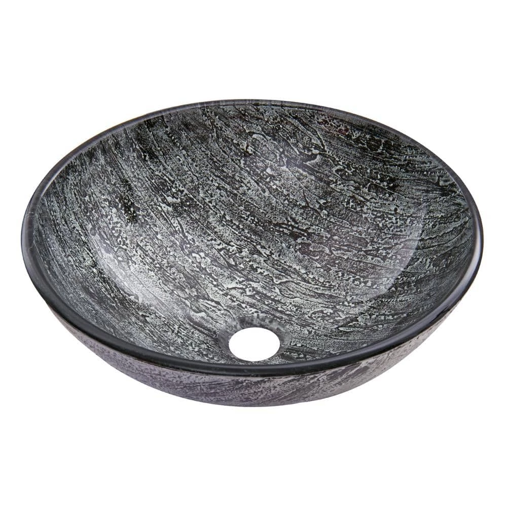 VIGO Glass Round Vessel Bathroom Sink in Titanium Gray 3 VIGO Glass Round Vessel Bathroom Sink in Titanium Gray