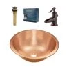 SINKOLOGY Born All-in-One Undermount or Drop-In Bathroom Sink in Unfinished Copper with Pfister Faucet and Grid Drain