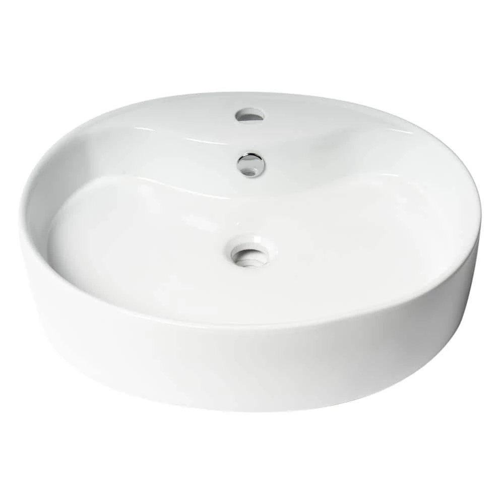 ALFI BRAND 22 in. Above Mount Porcelain Oval Vessel Sink in White 6 ALFI BRAND 22 in. Above Mount Porcelain Oval Vessel Sink in White - Image 4