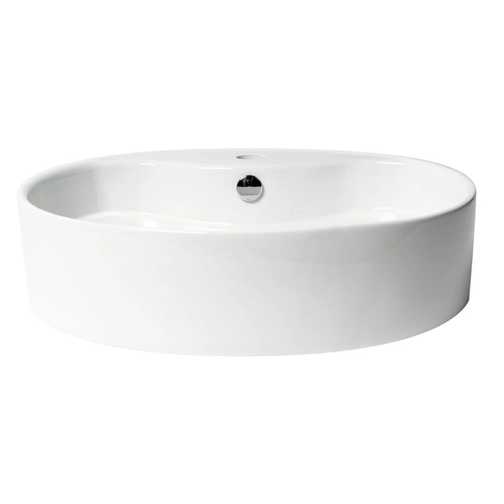 ALFI BRAND 22 in. Above Mount Porcelain Oval Vessel Sink in White 7 ALFI BRAND 22 in. Above Mount Porcelain Oval Vessel Sink in White - Image 5