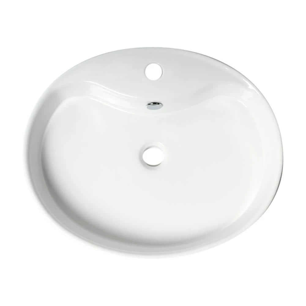 ALFI BRAND 22 in. Above Mount Porcelain Oval Vessel Sink in White 8 ALFI BRAND 22 in. Above Mount Porcelain Oval Vessel Sink in White - Image 6