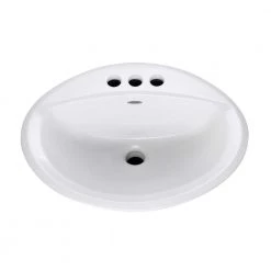 American Standard Aqualyn Less Overflow Countertop Bathroom Sink with 4 in. Faucet Holes in White