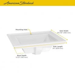 American Standard Town Square S Center Hole 24 in. Countertop Bathroom Sink in White 7 American Standard Town Square S Center Hole 24 in. Countertop Bathroom Sink in White -Bathroom Sinks Sales white american standard drop in bathroom sinks 1203001 020 40 1000