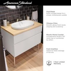 American Standard Studio S 22.5 in. Above Counter Bathroom Sink in White -Bathroom Sinks Sales white american standard drop in bathroom sinks 1296000 020 4f 1000