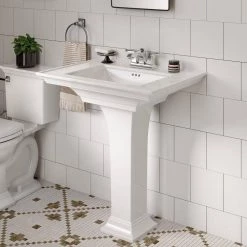 American Standard Town Square S 4 in. Faucet Hole Pedestal Sink Top Only in White -Bathroom Sinks Sales white american standard pedestal sinks 0297004 020 66 1000