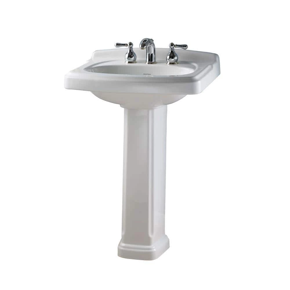 American Standard Portsmouth Vitreous China Pedestal Combo Bathroom Sink in White 5 American Standard Portsmouth Vitreous China Pedestal Combo Bathroom Sink in White - Image 3