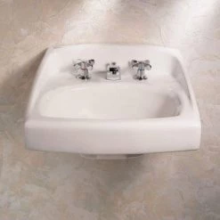 American Standard Lucerne Wall-Mounted Bathroom Vessel Sink with Faucet Holes on 4 in. Center in White -Bathroom Sinks Sales white american standard wall mount sinks 0355 012 020 a0 1000