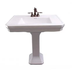 Barclay Products Corbin Pedestal Sink Combo in White with 4 in. Centerset Faucet Holes -Bathroom Sinks Sales white barclay products pedestal sinks 3 1001wh 44 1000