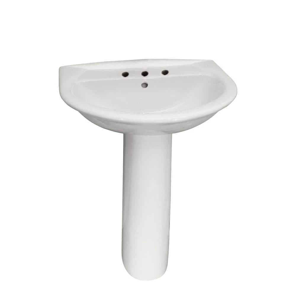 Barclay Products Karla 505 Pedestal Combo Bathroom Sink in White 3 Barclay Products Karla 505 Pedestal Combo Bathroom Sink in White