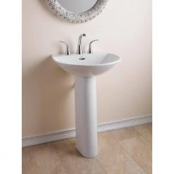 Barclay Products Reserva 600 22 in. Pedestal Combo Bathroom Sink with 1 Faucet Hole in White -Bathroom Sinks Sales white barclay products pedestal sinks 3 341wh 31 1000