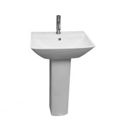 Barclay Products Summit 500 20 in. Pedestal Combo Bathroom Sink with 1 Faucet Hole in White -Bathroom Sinks Sales white barclay products pedestal sinks 3 771wh 4f 1000