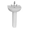 Barclay Products Compact 545 Pedestal Sink Combo in White with 6 in. Minispread Faucet Holes -Bathroom Sinks Sales white barclay products pedestal sinks 3 854bq 64 1000