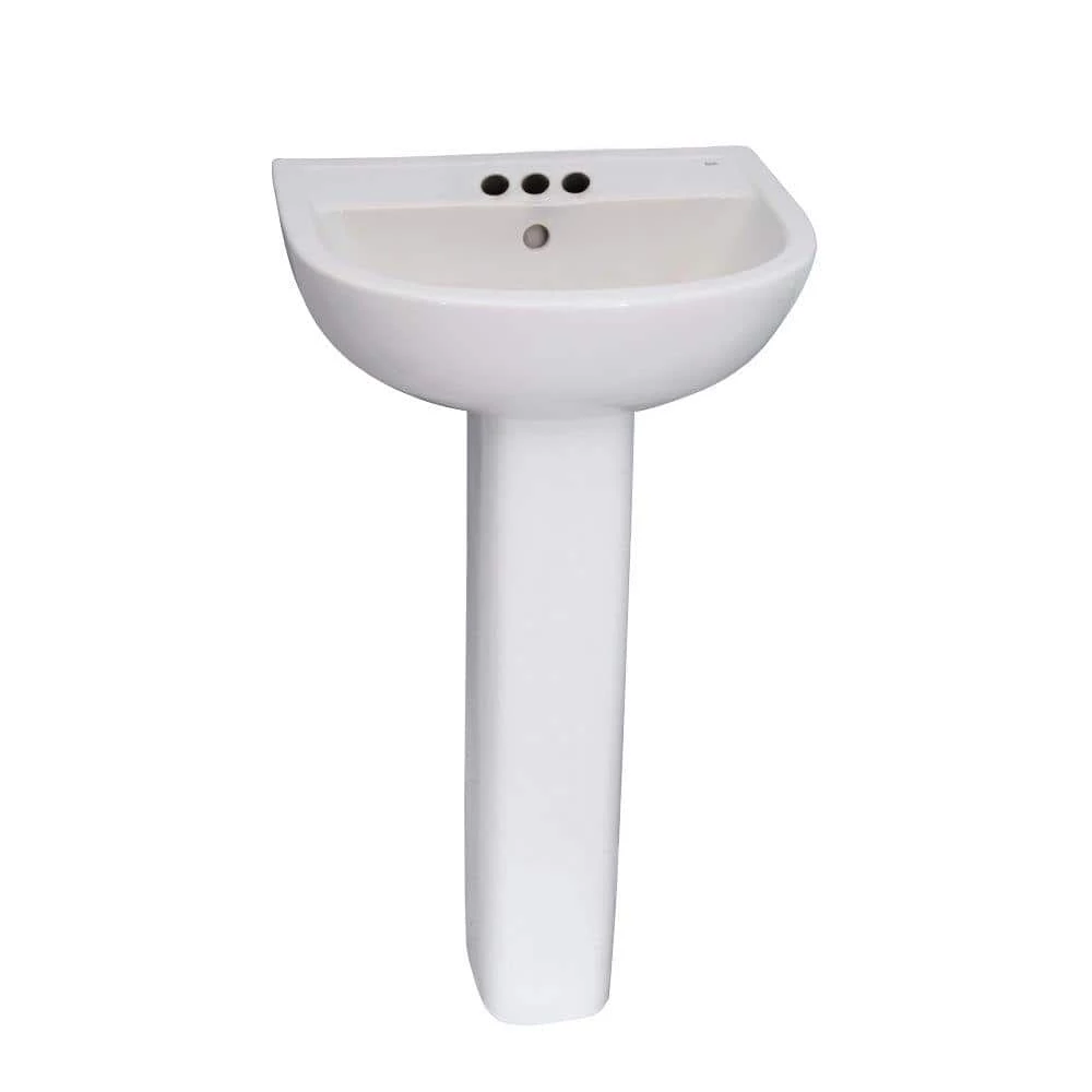 Barclay Products Metropolitan 420 16 in. Pedestal Combo Bathroom Sink with 1 Faucet Hole in White 3 Barclay Products Metropolitan 420 16 in. Pedestal Combo Bathroom Sink with 1 Faucet Hole in White
