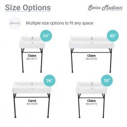 Swiss Madison Claire 40 in. Ceramic Console Sink White Basin Black Legs 23 Swiss Madison Claire 40 in. Ceramic Console Sink White Basin Black Legs -Bathroom Sinks Sales white basin black legs swiss madison console sinks sm cs734 44 1000
