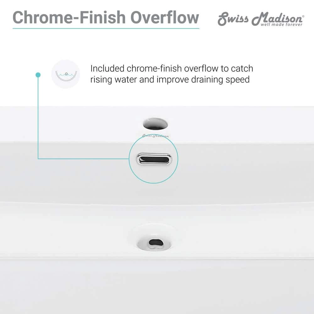 Swiss Madison Claire 40 in. Ceramic Console Sink White Basin Black Legs 9 Swiss Madison Claire 40 in. Ceramic Console Sink White Basin Black Legs - Image 7